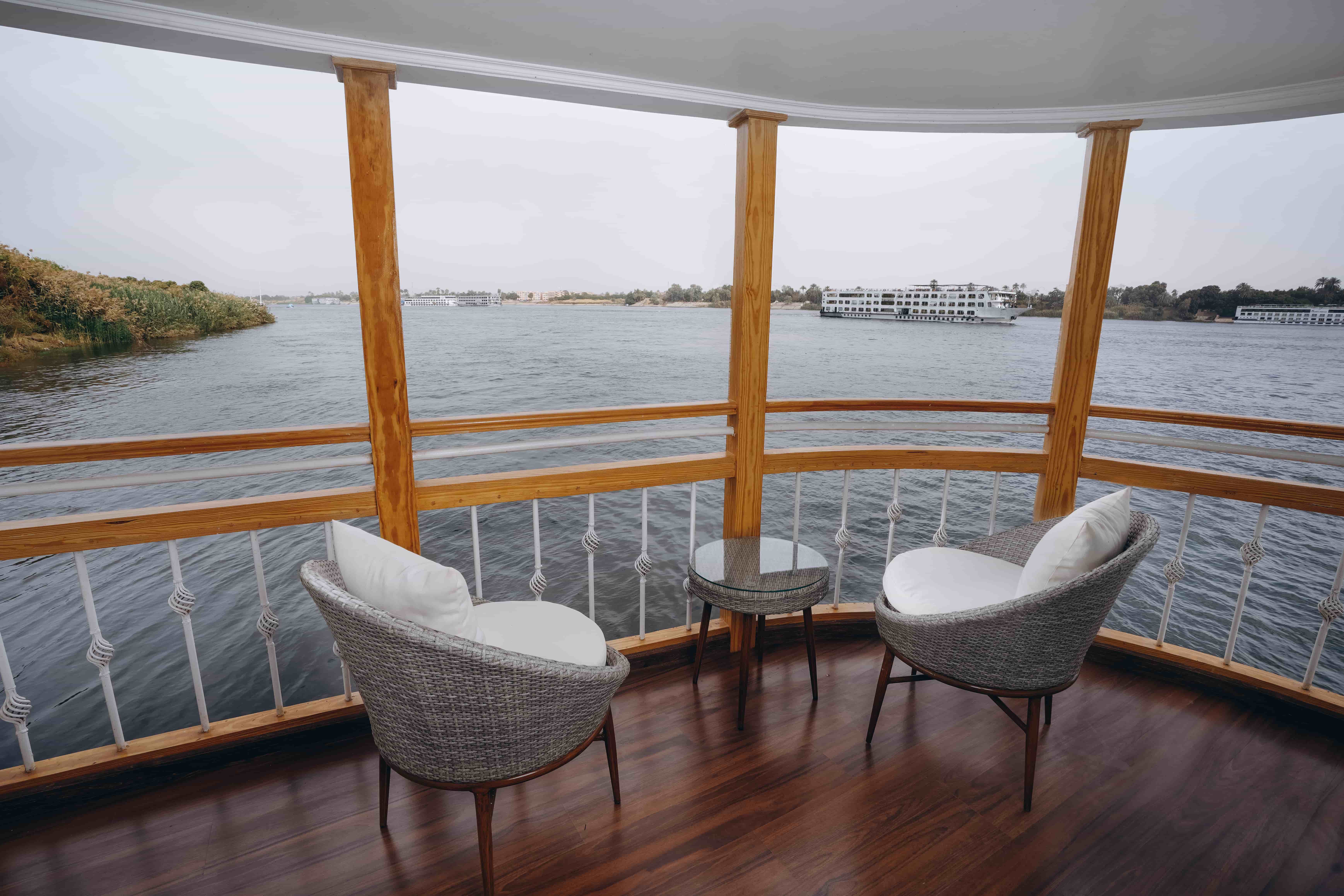 Private terrace view aboard La Rose Dahabiya